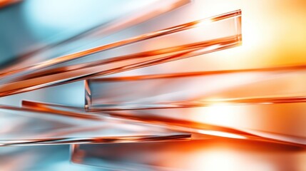 An artistic representation of intersecting glass pieces reflecting light, highlighting themes of modern design, transparency, and the interplay between form and space in contemporary art.