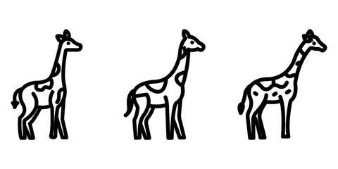 giraffe outline or line icon design bundle.