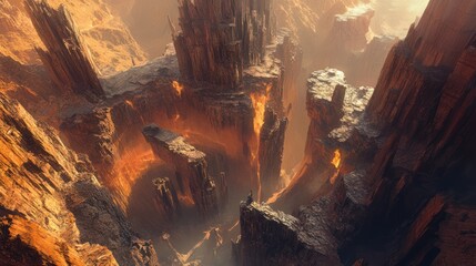 A Solitary Figure on the Edge of an Alien Canyon: An Epic Digital Painting