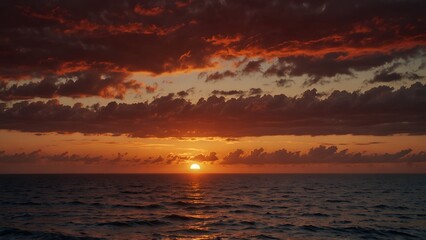 Fototapeta premium red sunset over the ocean