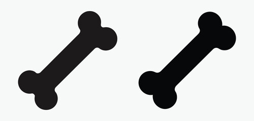 Dog bone silhouette, pet treat icon, black and white vector, bone shape illustration