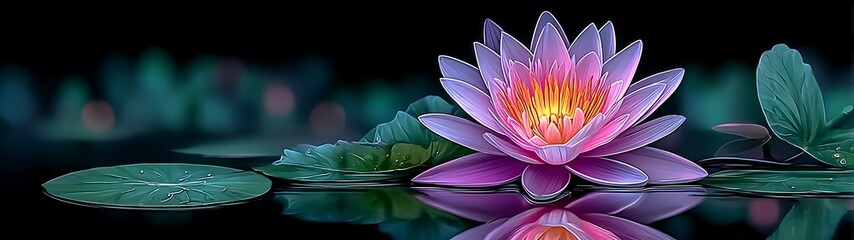 Beautiful lotus flower in dark pond