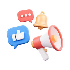 3d render of social media notification icons