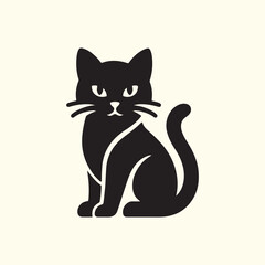 Black  Cat logo design, vector  