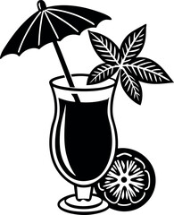 tropical drink with umbrella vector Shallotte on white background