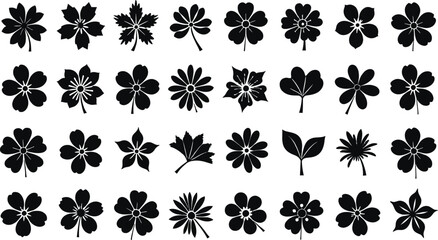 Collection of Black and White Minimalist Icons for Web and Mobile Applications