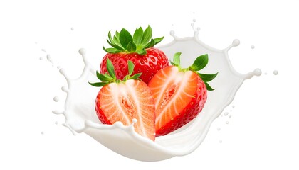 Strawberries splashing in milk. (1)