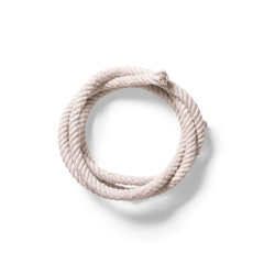A coiled piece of rope, often used for tying, securing, or climbing purposes.