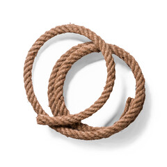 Two intertwined ropes arranged in a circular shape, showcasing texture and material.