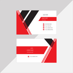 Double-sided creative business card template. Portrait and landscape orientation. Red and black corporate business card design
