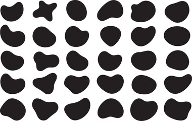 Fototapeta premium Grid of Abstract Black fluid Shapes – Repetitive Pattern of Rounded and Organic Forms on White Background for Modern Minimalist Design