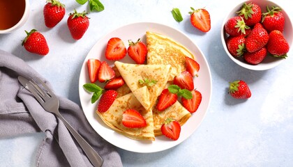 Strawberry Crepes Breakfast Tabletop.