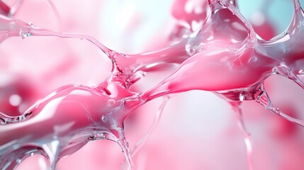 An intricate abstract design showing a molecular structure in pink tones, representing the beauty of science and creativity through its captivating forms and fluid shapes.
