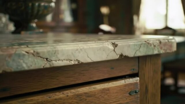 Aged Table Shows Signs Of Wear And Tear In An Old Room