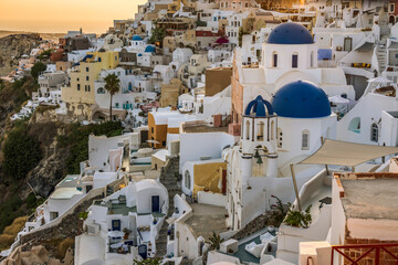 Fototapeta premium View of Blue Domes, Santorini, Greece