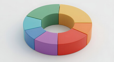 Obraz premium Pie chart donut with colorful segments highlight