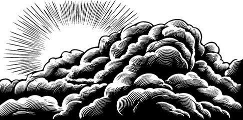 Fototapeta premium Abstract black and white nebula cloud with sunburst design for creative projects