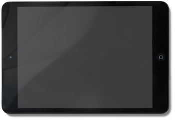 A blank tablet screen, indicating readiness for user interaction or application use.