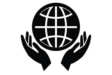 hands around globe vector icon