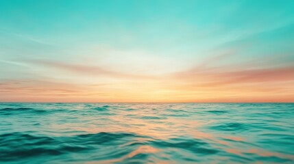 An enchanting sunset over the calm ocean creates a breathtaking blend of colors, representing tranquility and the beauty of nature's transitions at the end of the day.
