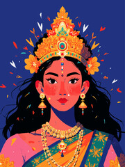 Hindu Goddess Amman illustration