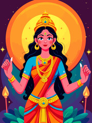 Hindu Goddess Amman illustration
