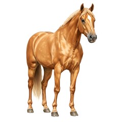 Obraz premium Realistic horse in white background, and a thoroughbred horse standing against a white background