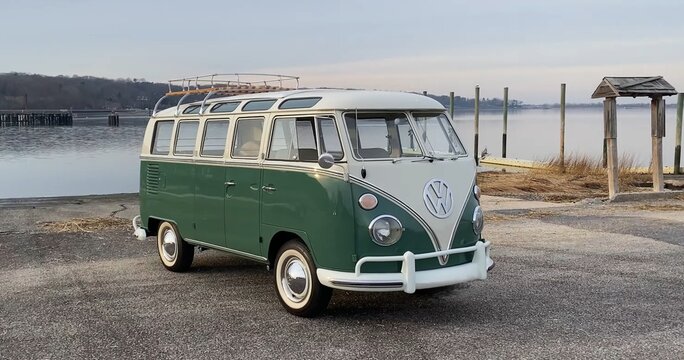 Volkswagen T 1, the legend of the car,  old car on the beach