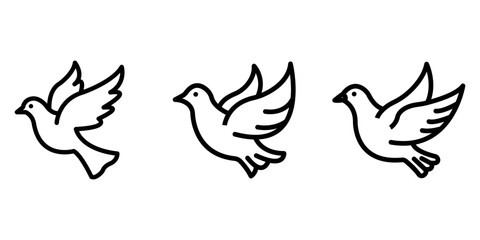 dove outline or line icon design bundle.