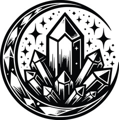 Crystal Mystical Moon – Magical Boho SVG Clipart