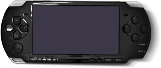 A handheld gaming device with a large screen and control buttons for interactive entertainment.