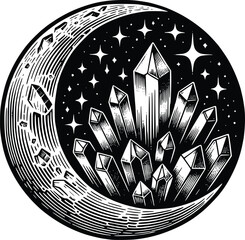 Crystal Mystical Moon – Magical Boho SVG Clipart