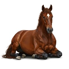 Obraz premium Realistic horse in white background, and a thoroughbred horse standing against a white background