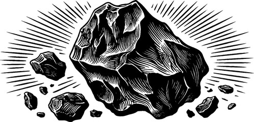 Shattered gemstone with floating fragments and radiating aura for design projects