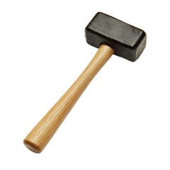 A rubber mallet with a wooden handle. Isolated on transparent white background, png	