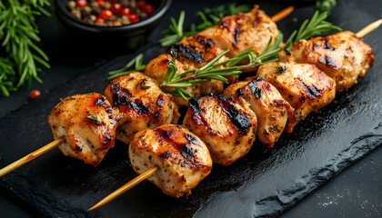 grilled chicken skewer with herbs and spices