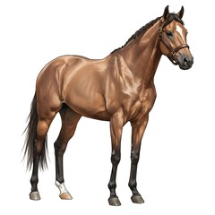 Obraz premium Realistic horse in white background, and a thoroughbred horse standing against a white background