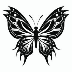 Elegant black and white butterfly illustration