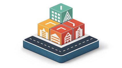 Fototapeta premium Isometric City Blocks Illustration