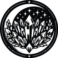 Crystal Mystical Moon – Magical Boho SVG Clipart