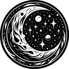 Crystal Mystical Moon – Magical Boho SVG Clipart