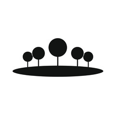 Vector illustration of a golf course with a tree, a perfect balance of business and nature, showing equilibrium with a golden sphere reflection