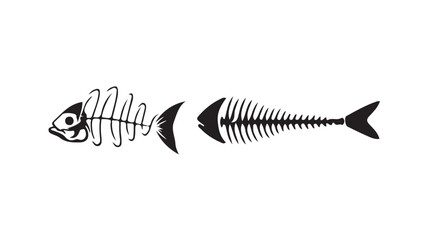 Fish bone icon. Fish bone cartoon icon isolated on white background. Fish bone skeleton silhouette, vector illustration eps 10.