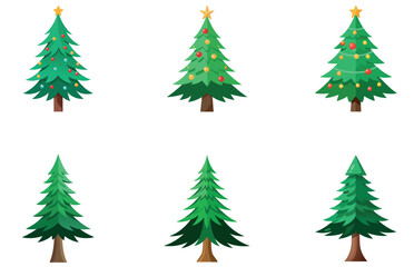 Pine Trees Vector Designs Set Clean Minimal Flat Evergreen Tree Illustrations