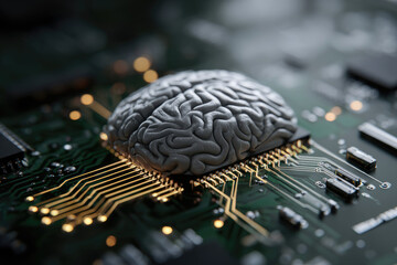 Digital brain with circuit and AI cocept
