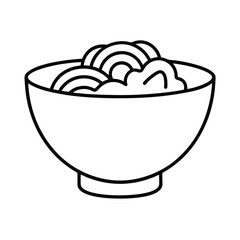 Tempura udon bowl in clean outline style Vector illustration
