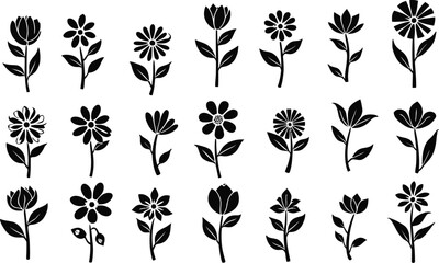 Collection of pink and white vector icons representing various functions and symbols