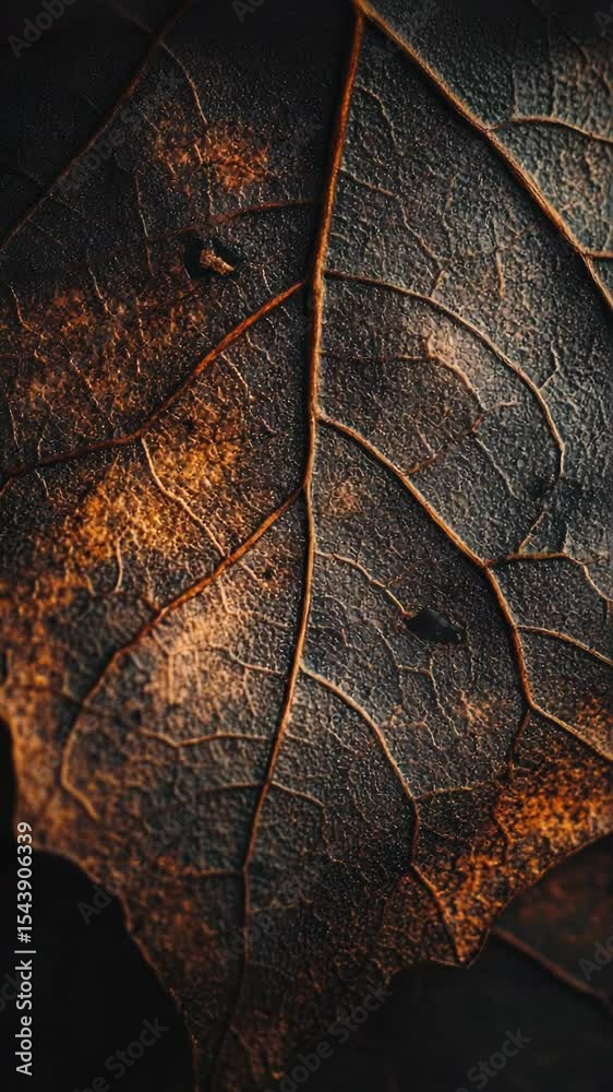 Poster a detailed view of a single leaf against a dark background
