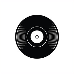 Retro black vinyl record disc, isolated on a white background, ready to play vintage music audio
