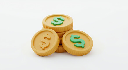 "Finance app icon showing coins stacked with a dollar sign"